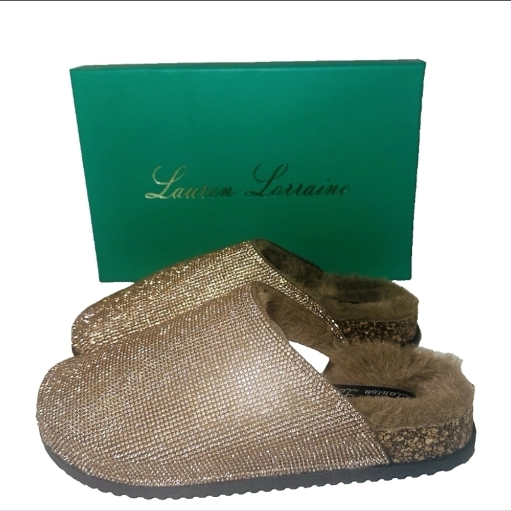Lauren Lorraine Glittering Gold Clogs
